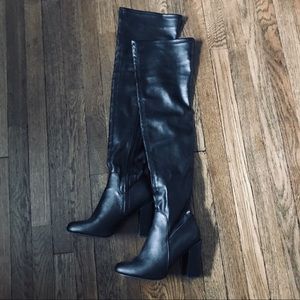 Steve Madden Over the Knee Black Leather Boots